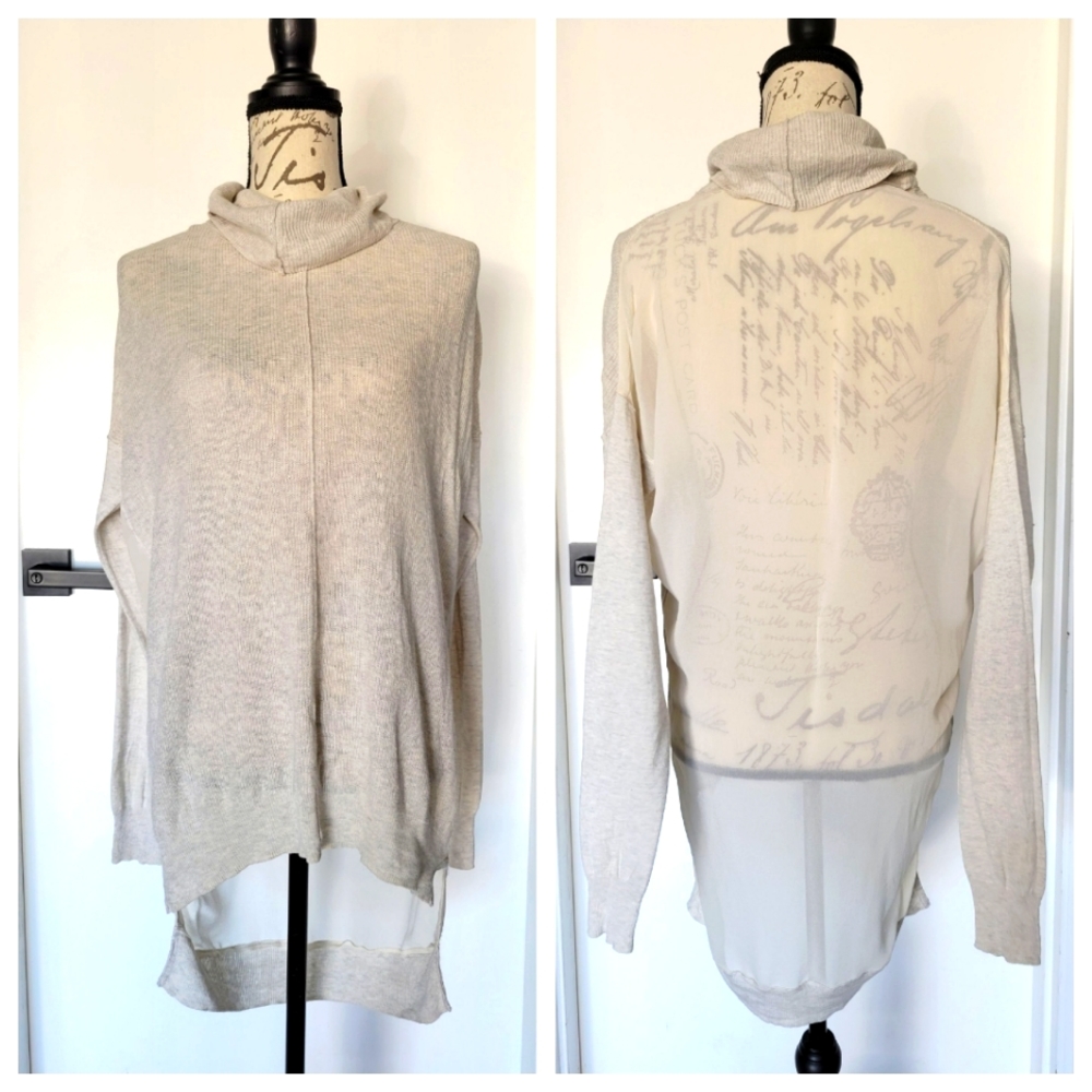 Aritzia Wilfred Cowl Neck High Low Cashmere and Silk Long Lagenlook Sweater M‎